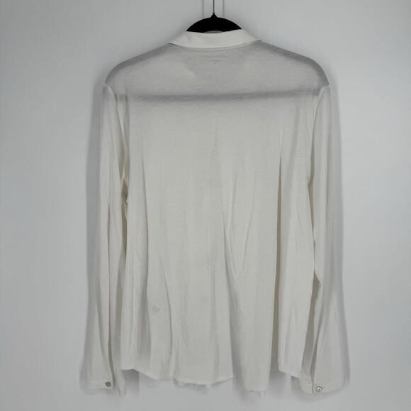 Eileen Fisher Shirt XL white organic cotton long sleeve button up minimalist - Picture 6 of 6